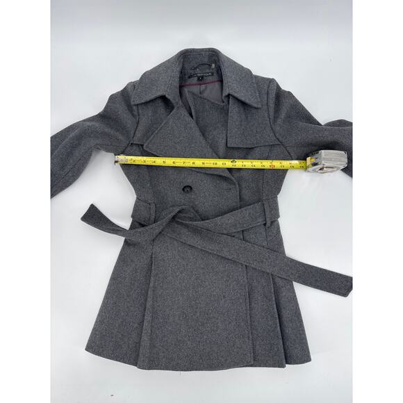 Via Spiga Gray Wool Blend Belted Peacoat Structured Winter Coat Size 4 EUC - Picture 8 of 8